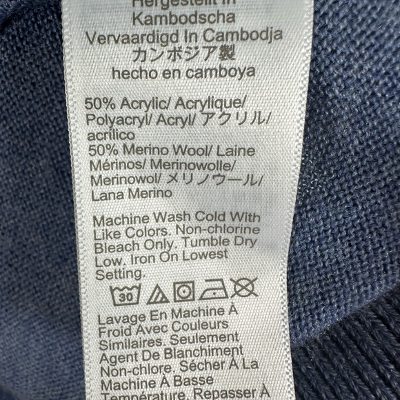 J. Crew Men's Quarter Zip-Up Sweater in Blue Merino Wool size Large - Picture 3 of 6